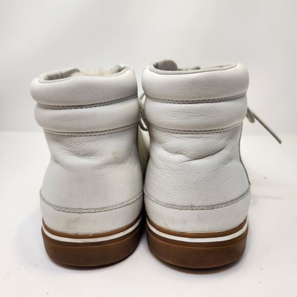 UGG Men Hoyt Luxe High Top Sneakers Size 13 White Leather Lace Up Shearling - Picture 5 of 8